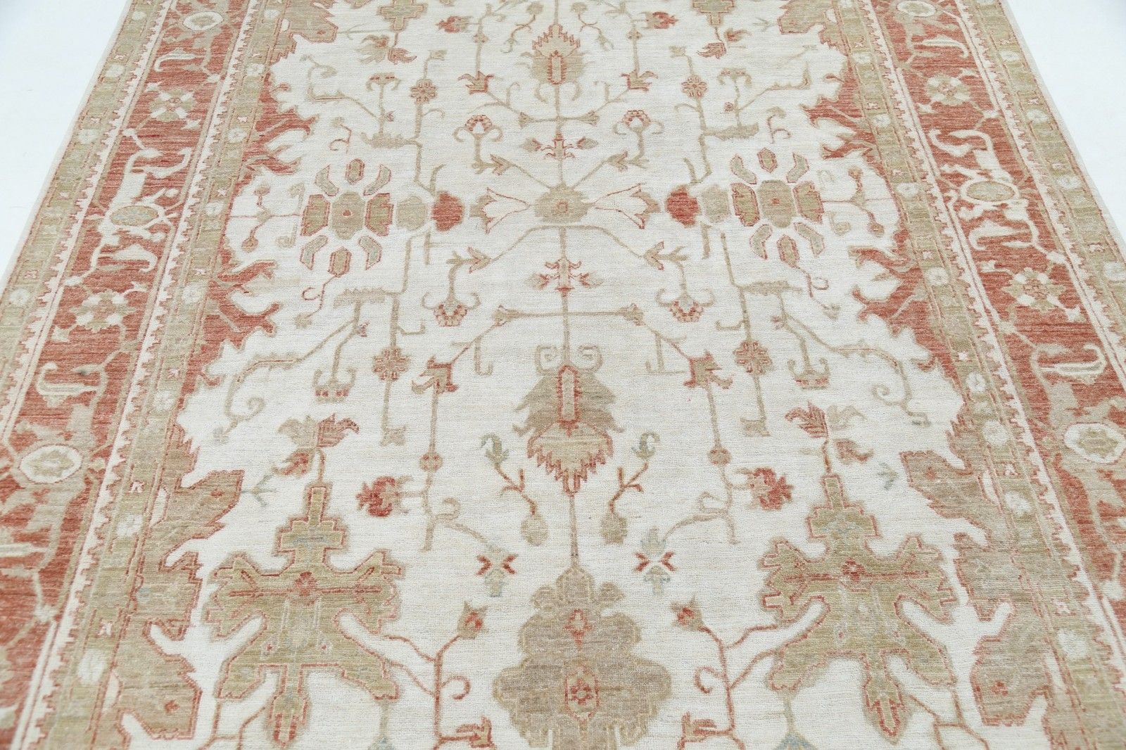 Handgeknoopt vloerkleed 6,5 x 10,2 ft voor de woonkamer. Traditioneel beige wollen tapijt photo 3233.0