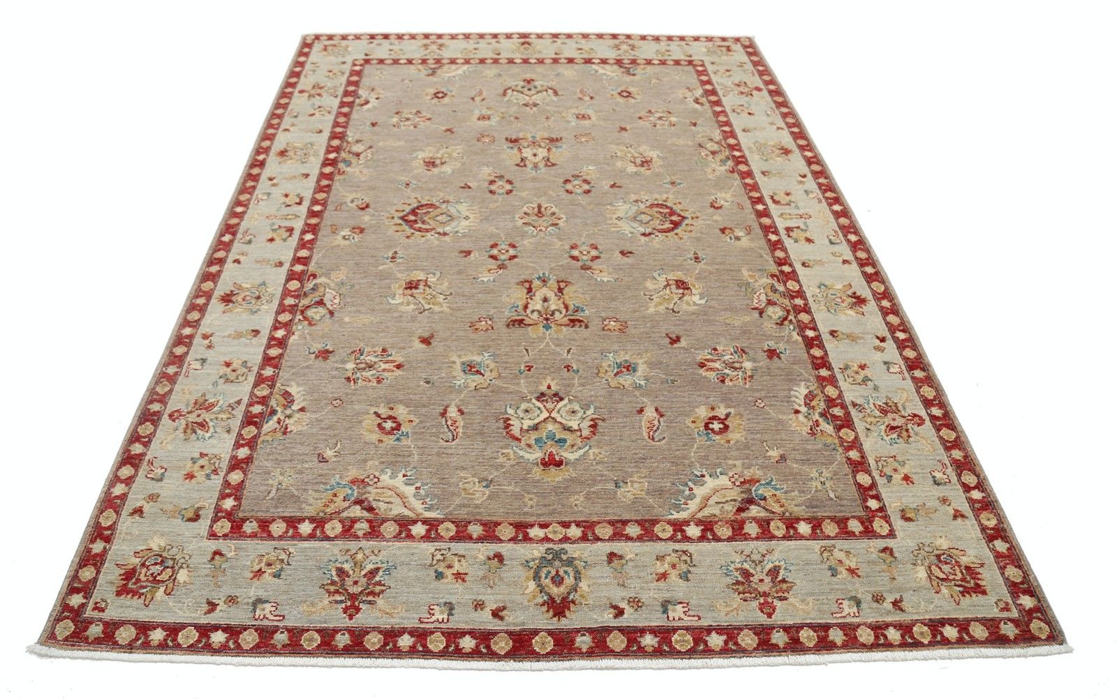 5.7x7.7 Ft  Hand Knotted Floral Oushak Wool Area Rug For Living Room Decor photo for sale