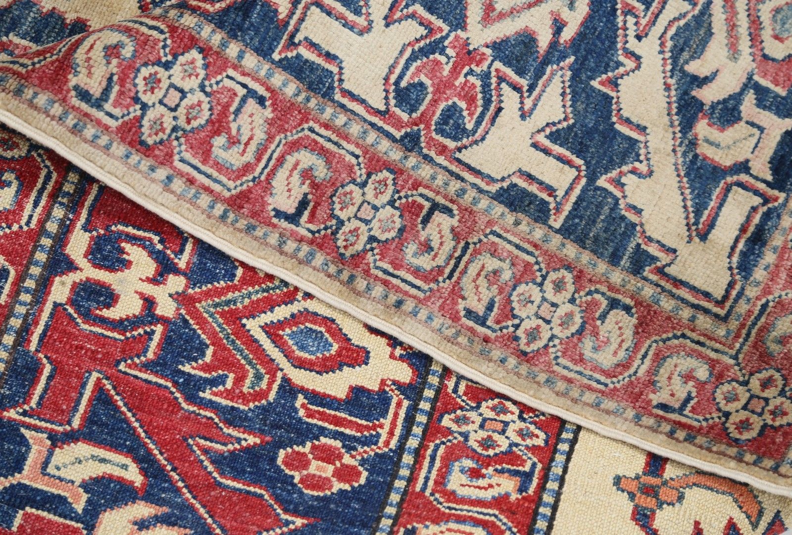 8.6x11.4 Ft Hand Knotted Red, Navy Blue And Ivory Area Rug With Floral Design photo buy