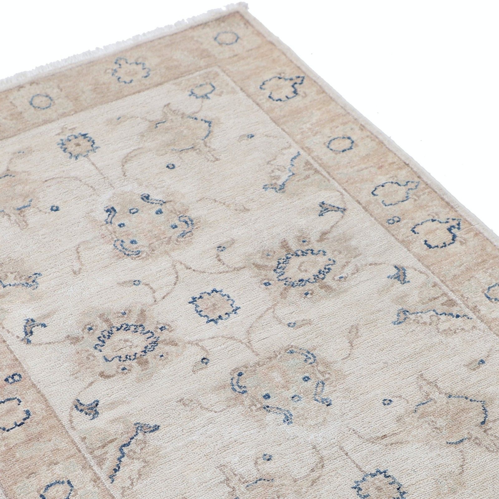 Tapis Oushak noué à la main, motif floral sur fond beige, 74 x 110 cm. 100 % laine photo buy