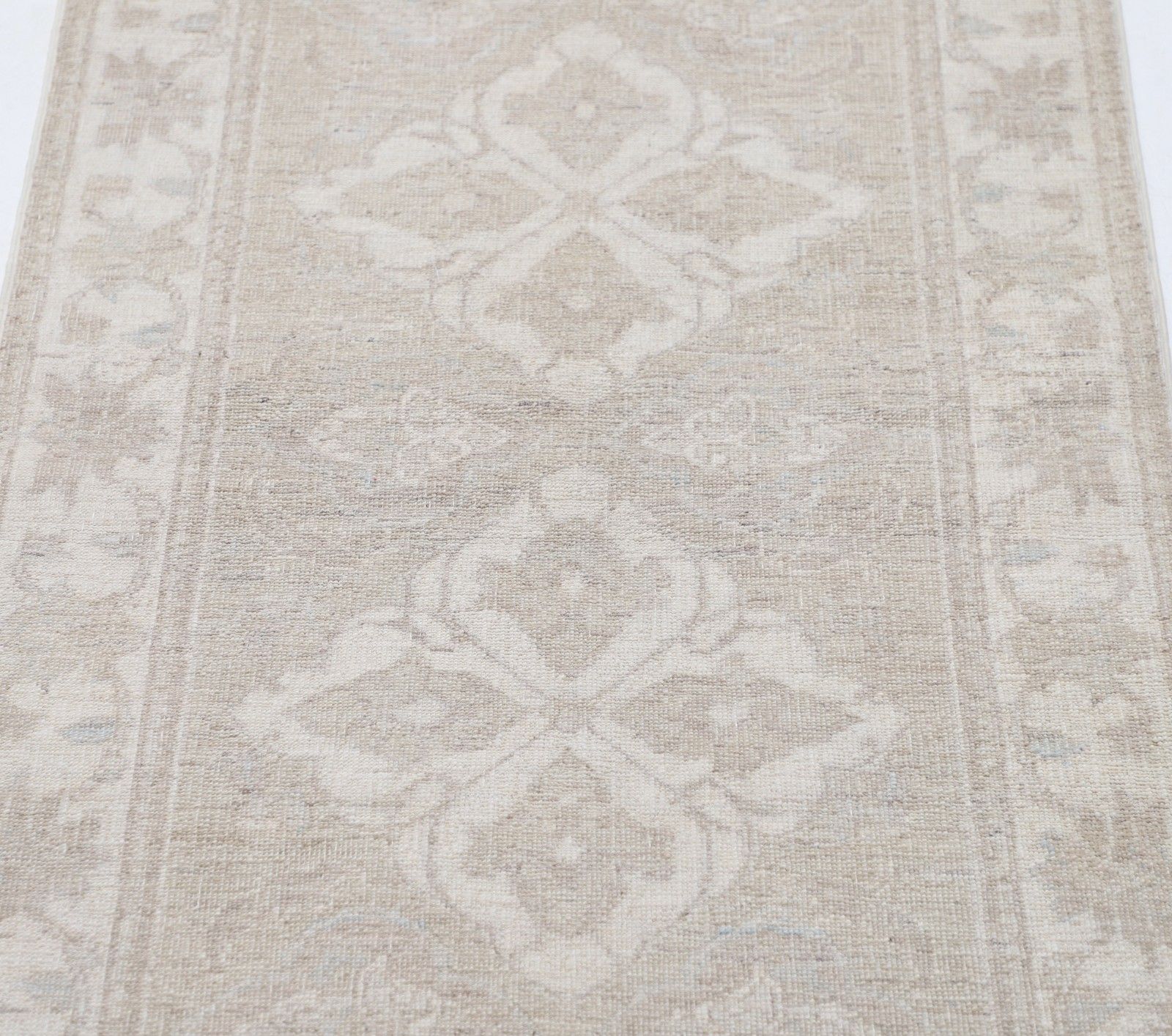 2.5x6.6 Ft Hand Knotted Hallway Runner Rug. Beige Corridor Rug. Wool Kitchen Rug photo for sale