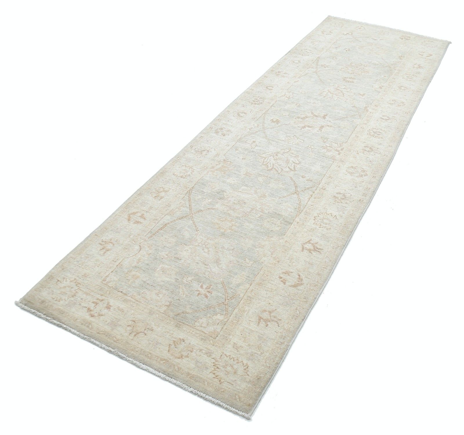 2.7x8.2 Ft Handknotted Runner Rug. Floral Corridor, Hallway Rug. 100% Wool photo for sale