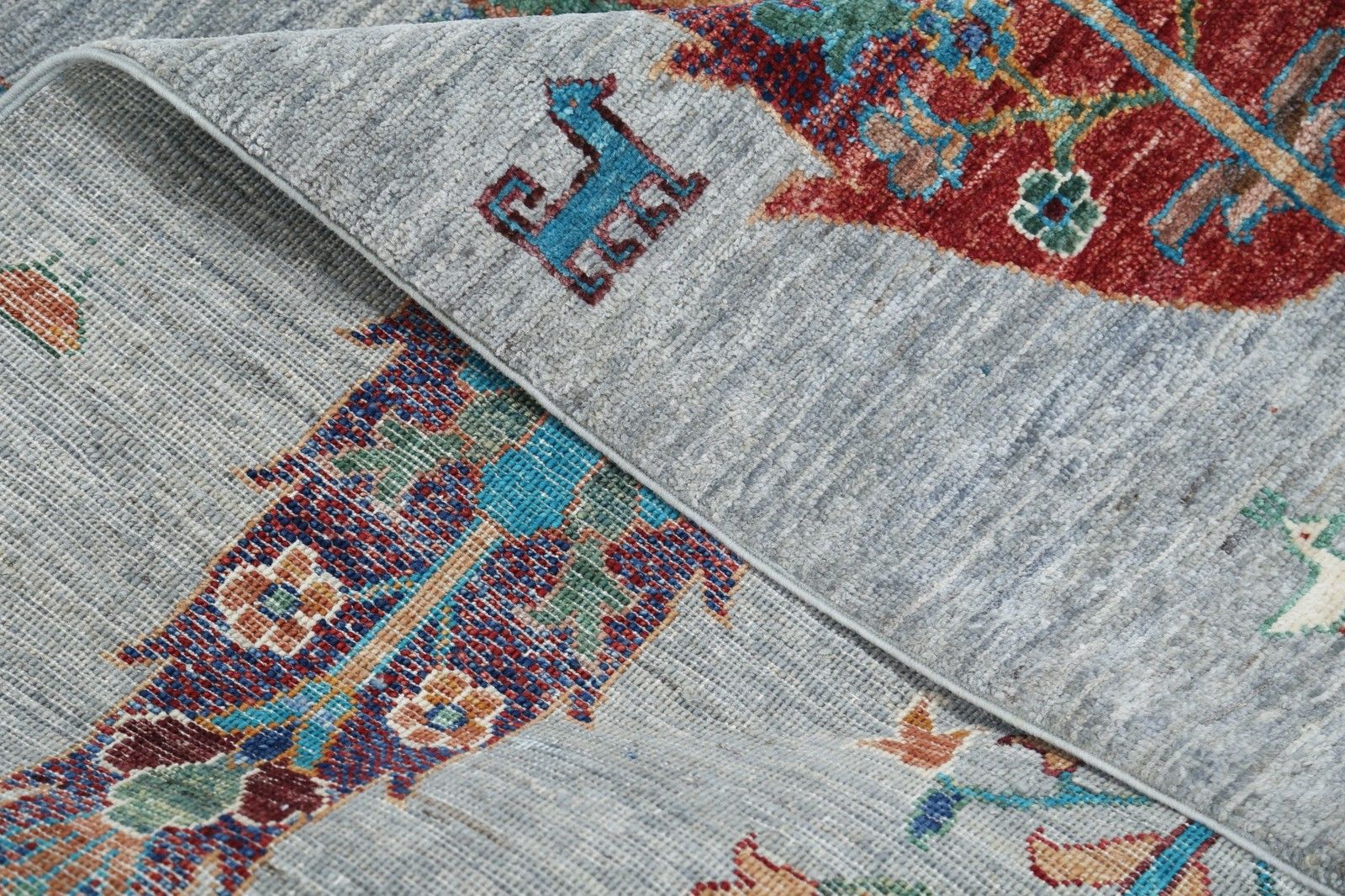 Tapis noué main bleu clair, 170 x 235 cm, motif turc Arbre de Vie photo buy