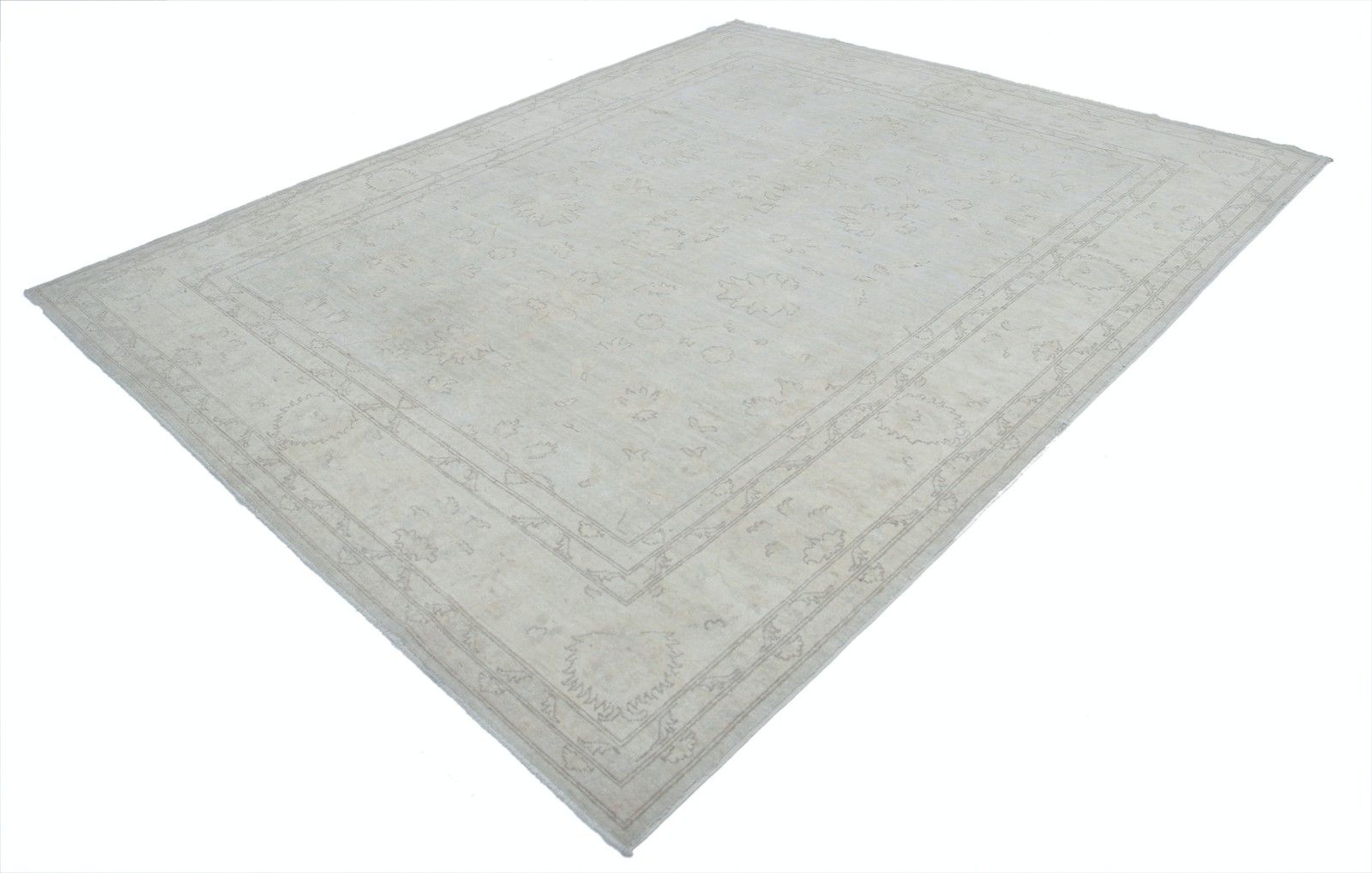 Grand tapis noué à la main 244 x 290 cm, beige, pour salon - 100 % laine photo for sale