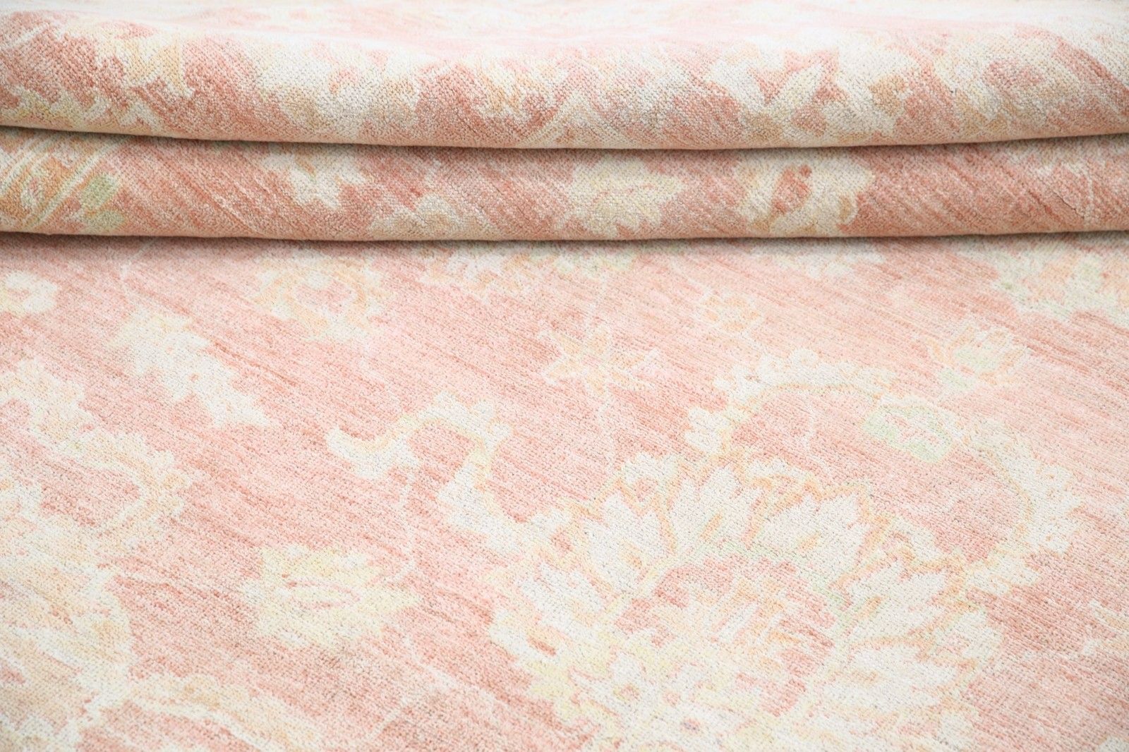 8x10 Ft Hand Knotted Blush And Ivory Rug. Floral Design Carpet For Living Room photo for sale