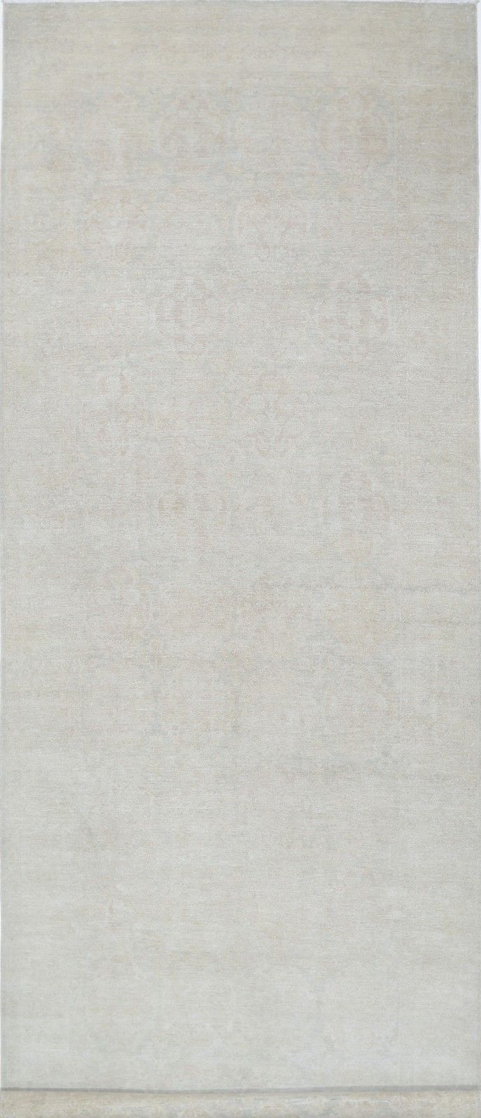 6.2x17 Ft Hand Knotted Turkish Area Rug For Home Decor. Traditional Beige Carpet