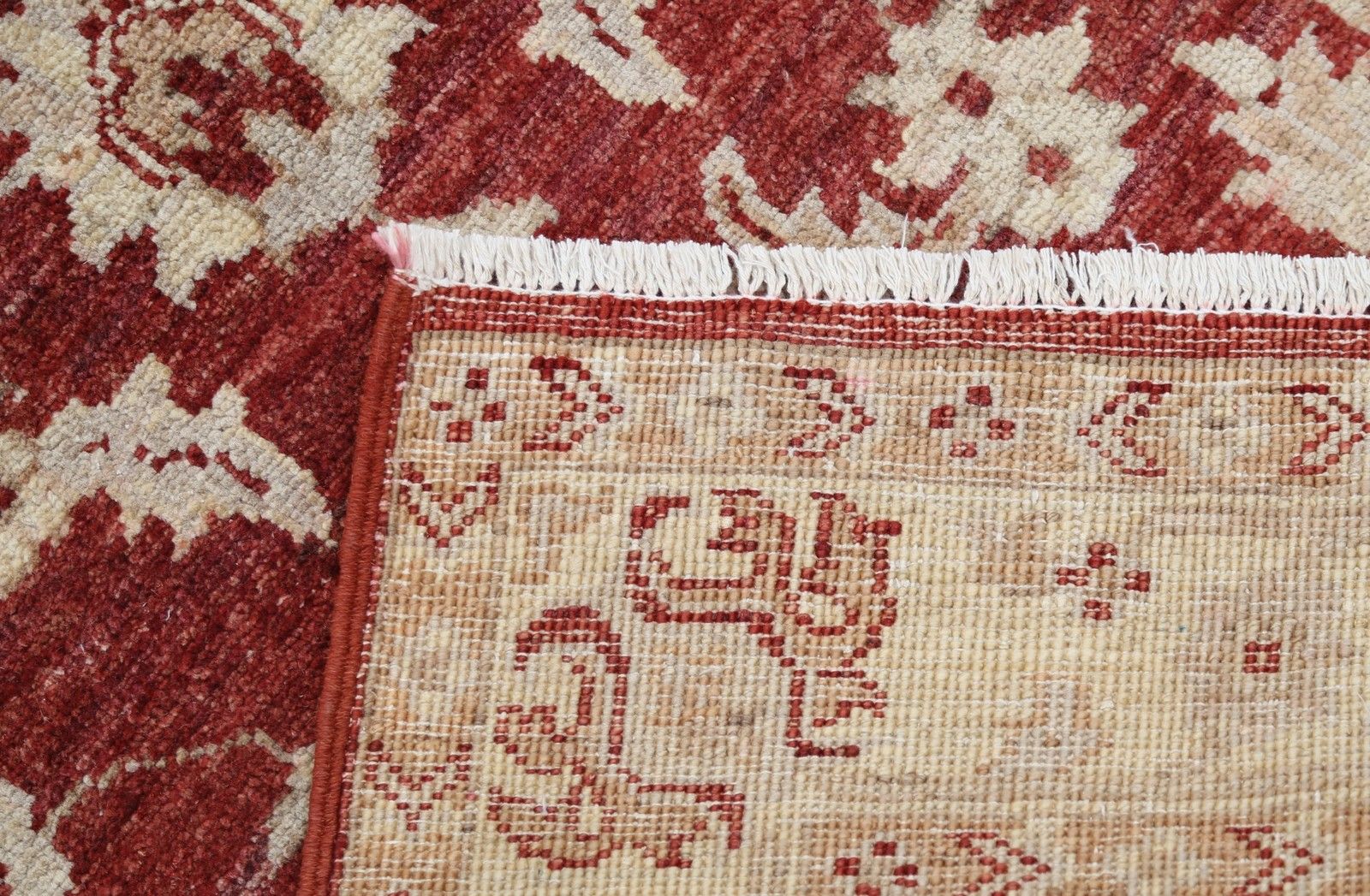 Tapis de couloir noué à la main, rouge et beige, 0,77 x 4,53 m. Tapis de couloir Oushak à motifs floraux photo 1827.0