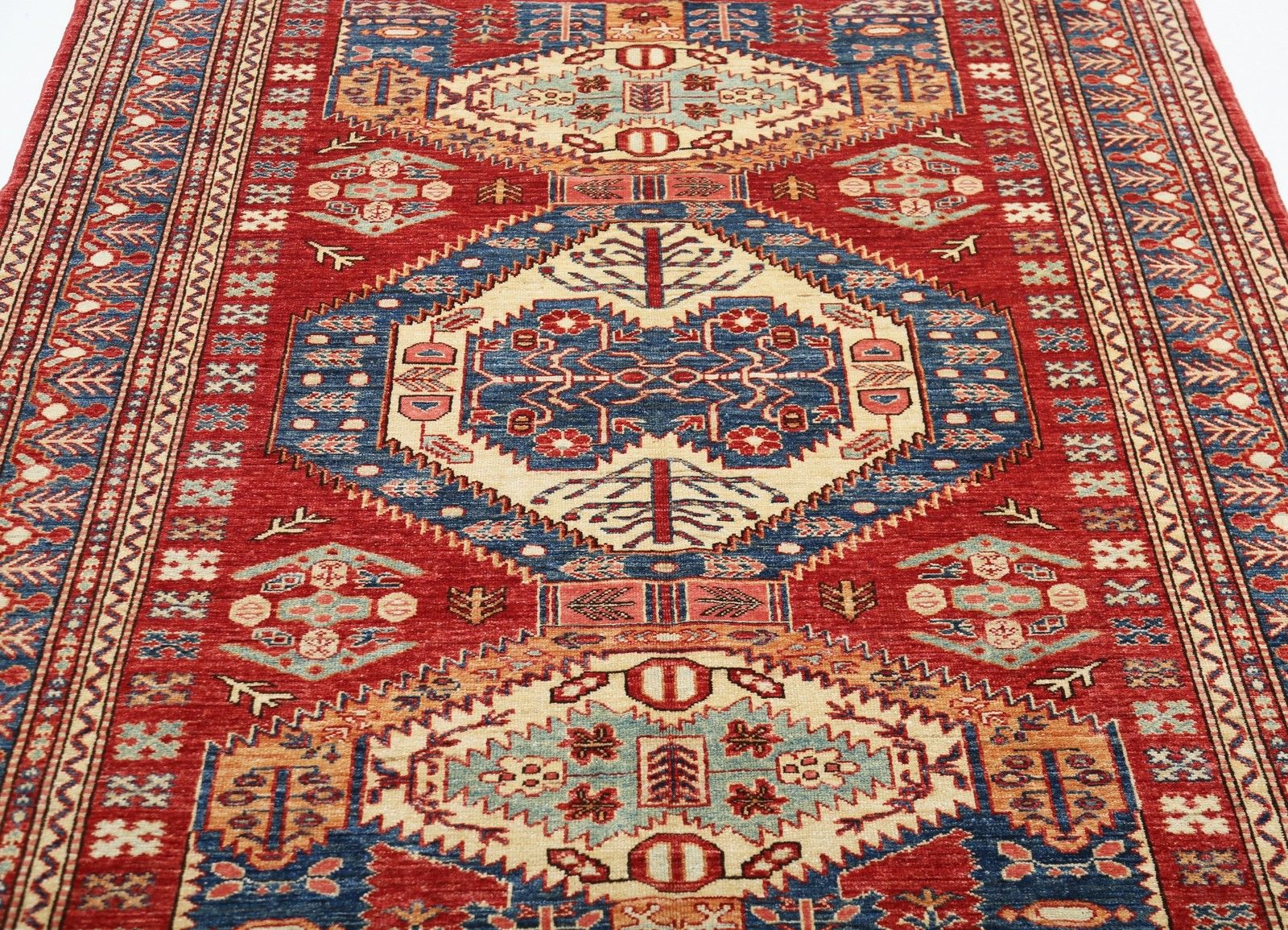 5.6x7.2 Ft Hand Knotted Tribal Style Red Area Rug For Home Decor. 100% Wool photo 1944.0