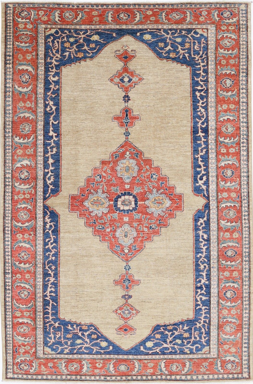 Tapis en laine turc noué à la main à motif médaillon, 2 x 3,10 m