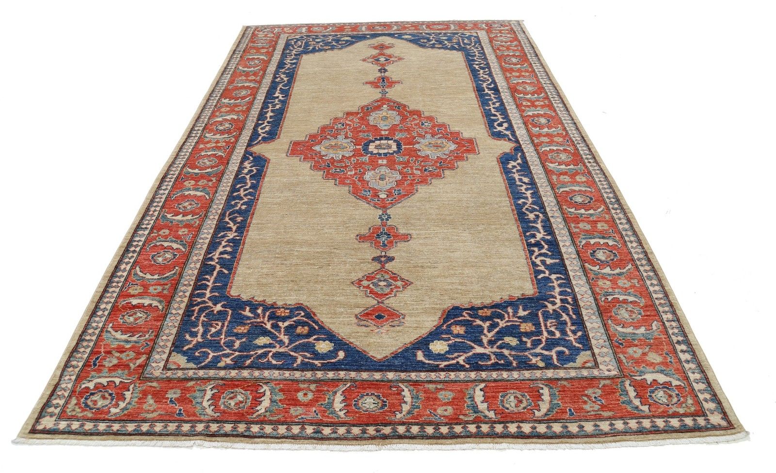 Tapis en laine turc noué à la main à motif médaillon, 2 x 3,10 m photo Textiles