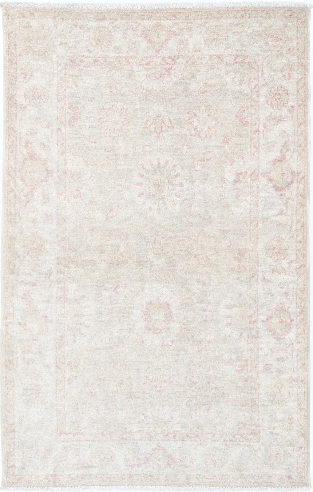 3x5 Ft Beige New Turkish Small Rug. Hand Knotted Accent Rug. 100% Wool