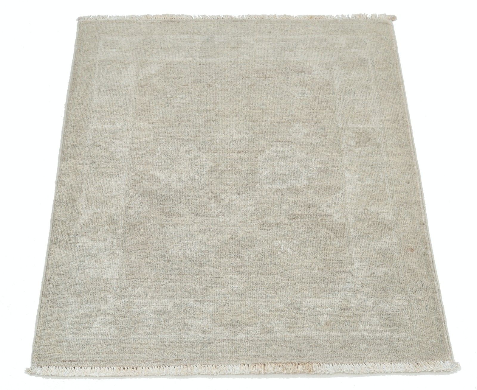 Tapis d'accent noué à la main, beige, 72 x 84 cm, pour entrée et cuisine. 100 % laine photo Textiles