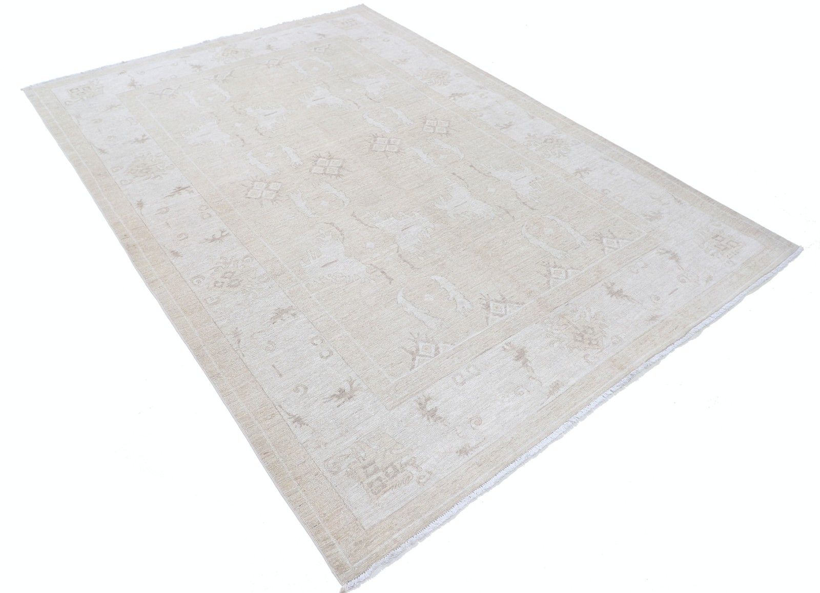 6x8.4 Ft Handmade Beige Area Rug For Living Room, Dining Room And Bedroom Decor photo furniture