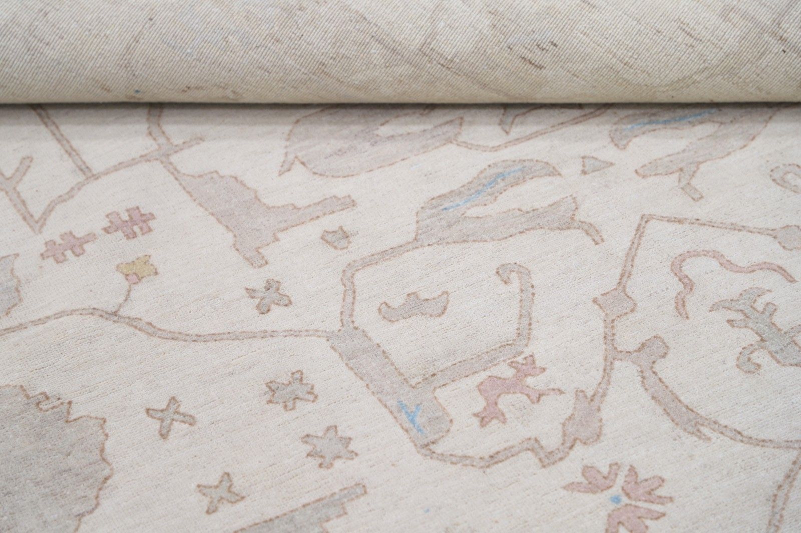 Grand tapis en laine noué à la main 244 x 290 cm. Tapis turc beige pour salon photo 3908.0