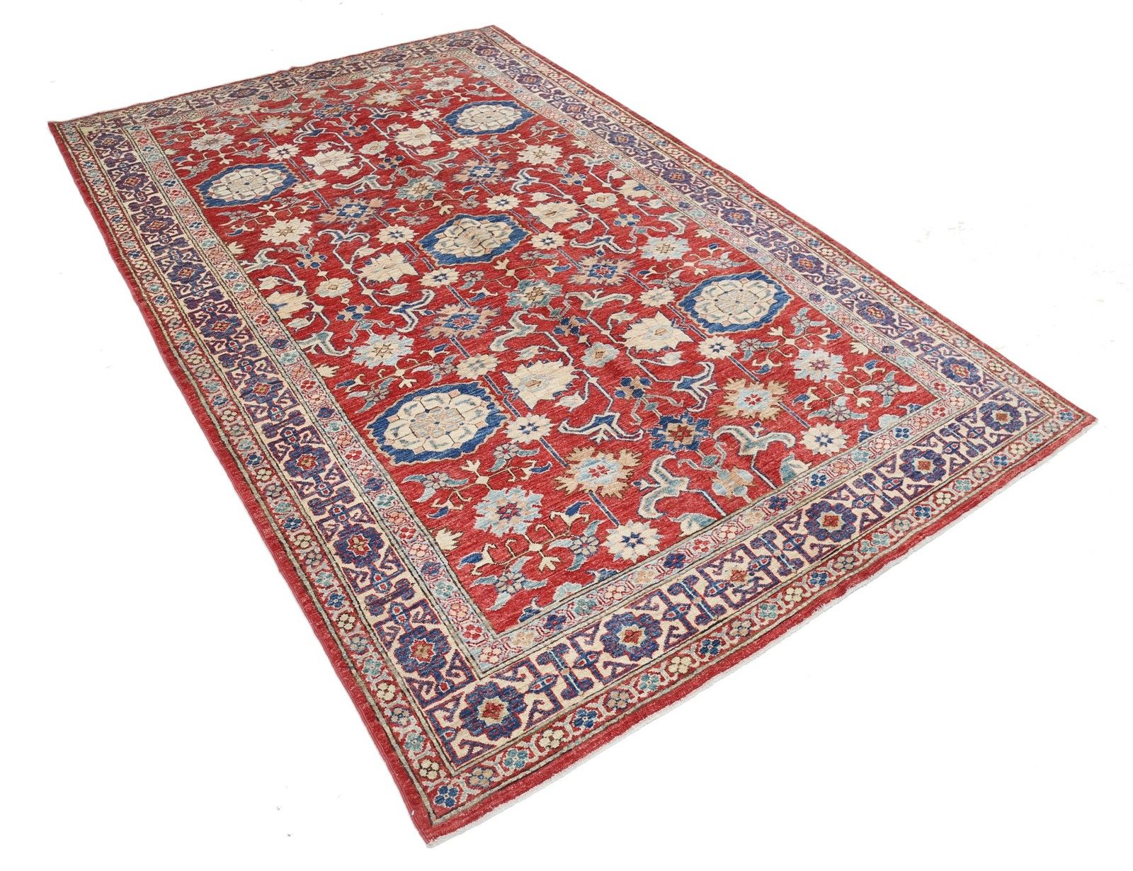 5.5x8.3 Ft Handknotted Red Turkish Area Rug For Home Decor. 100% Wool photo furniture