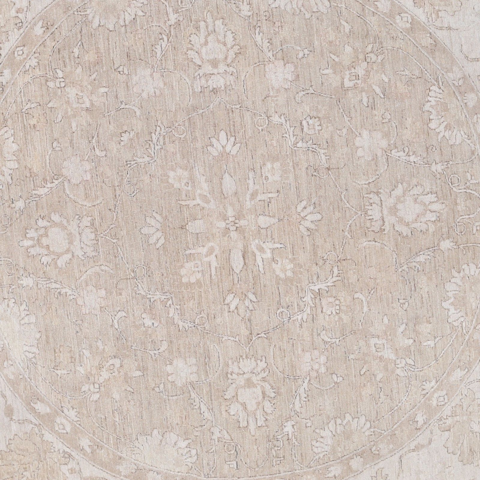 8x8 Ft Rond Handgeknoopt Turks Wollen Vloerkleed. Bloemmotief Rond Tapijt photo vinterior