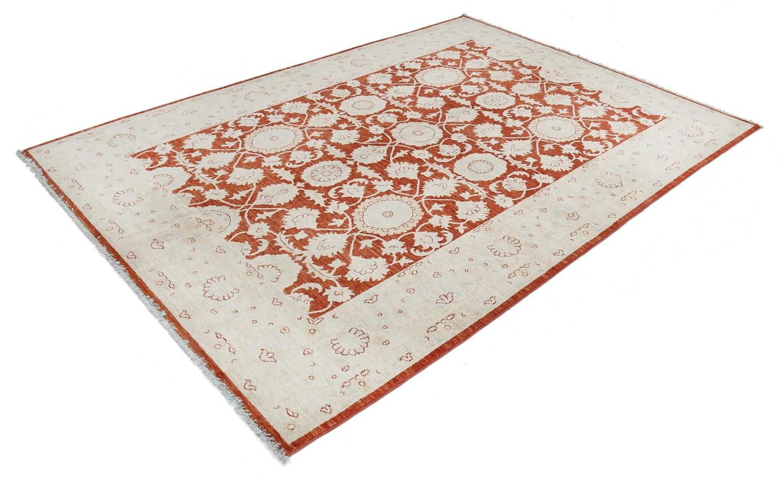 Tapis en laine noué à la main, rouge et ivoire, motif floral turc, 180 x 270 cm photo furniture