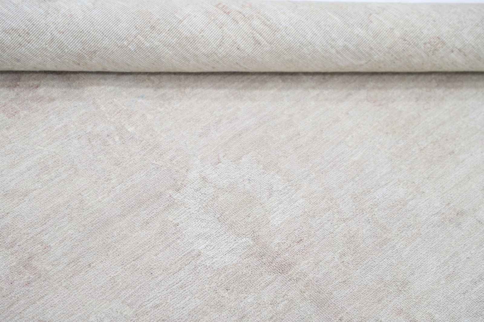 5x9,7 ft Handgeknoopt Beige Turks Vloerkleed met Bloemmotief. 100% Wol photo 2745.0