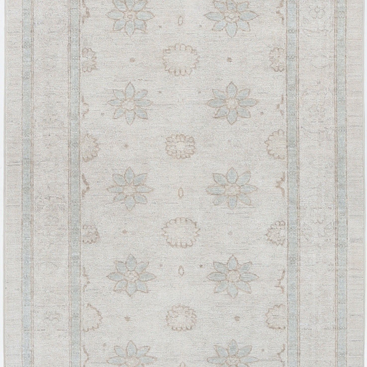 3x10,6 ft handgeknoopt beige wollen loper. Bloemen loper voor hal en gang photo buy