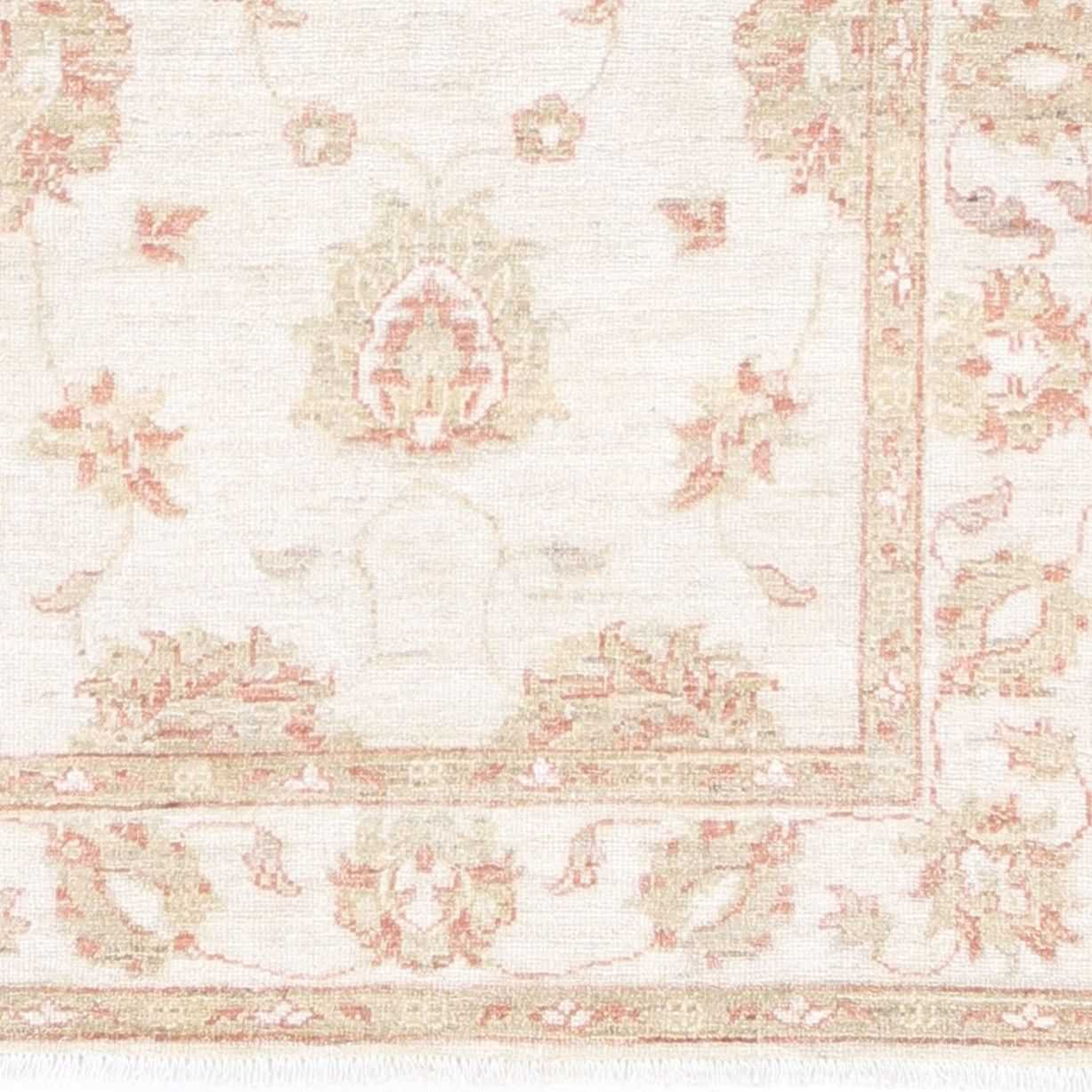 2,8 x 3,6 ft Handgeknoopt Turks beige vloerkleed met allover bloemmotief photo buy