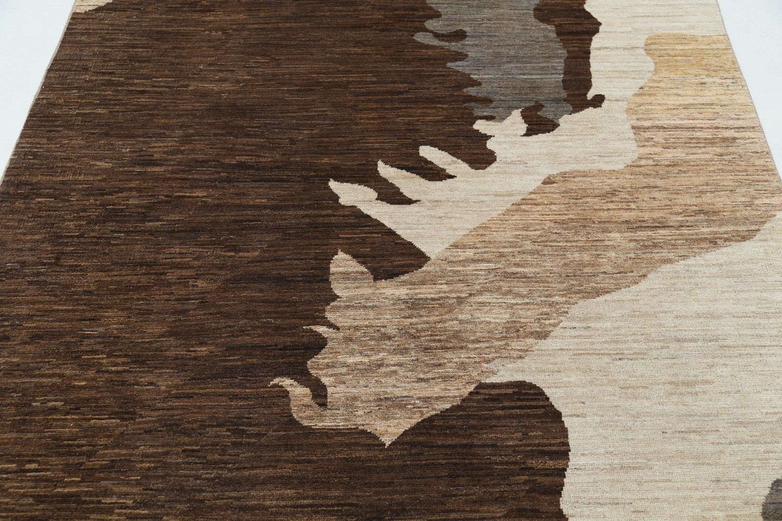 5.7x7.6 Ft Handmade Brown, Beige And Gray Rug. Abstract Modern Design Carpet photo 1650.0