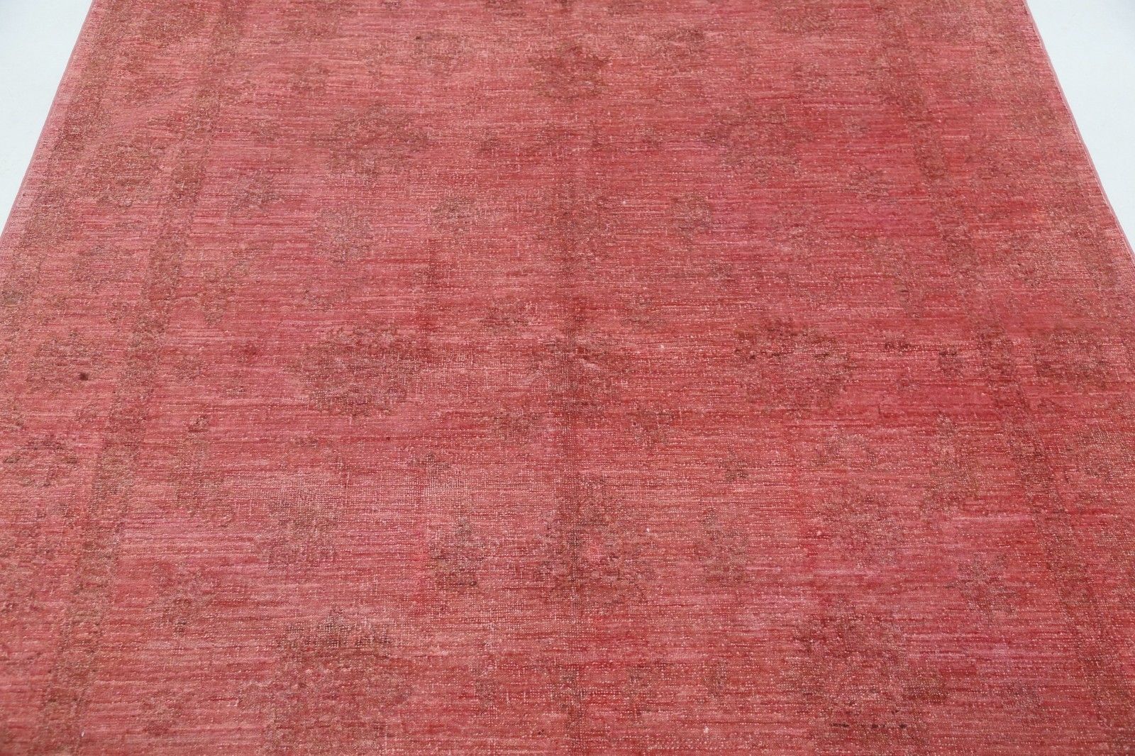 5.8x8.4 Ft Hand Knotted Wool Area Rug For Living Room. Pink Rug For Bedroom photo for sale