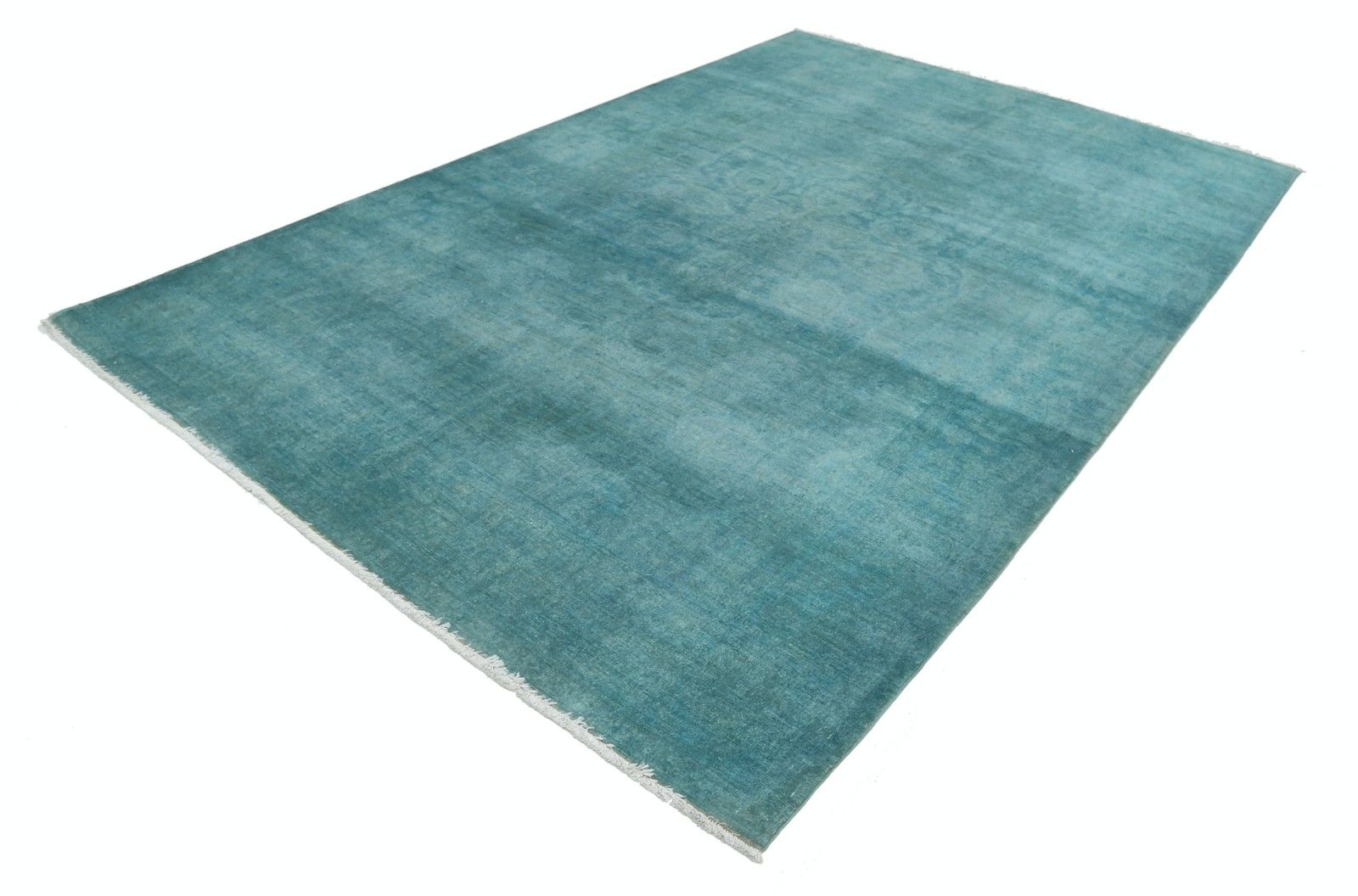 Tapis noué main bleu sarcelle 7 x 10,7 pi. Tapis turc à médaillon floral photo furniture