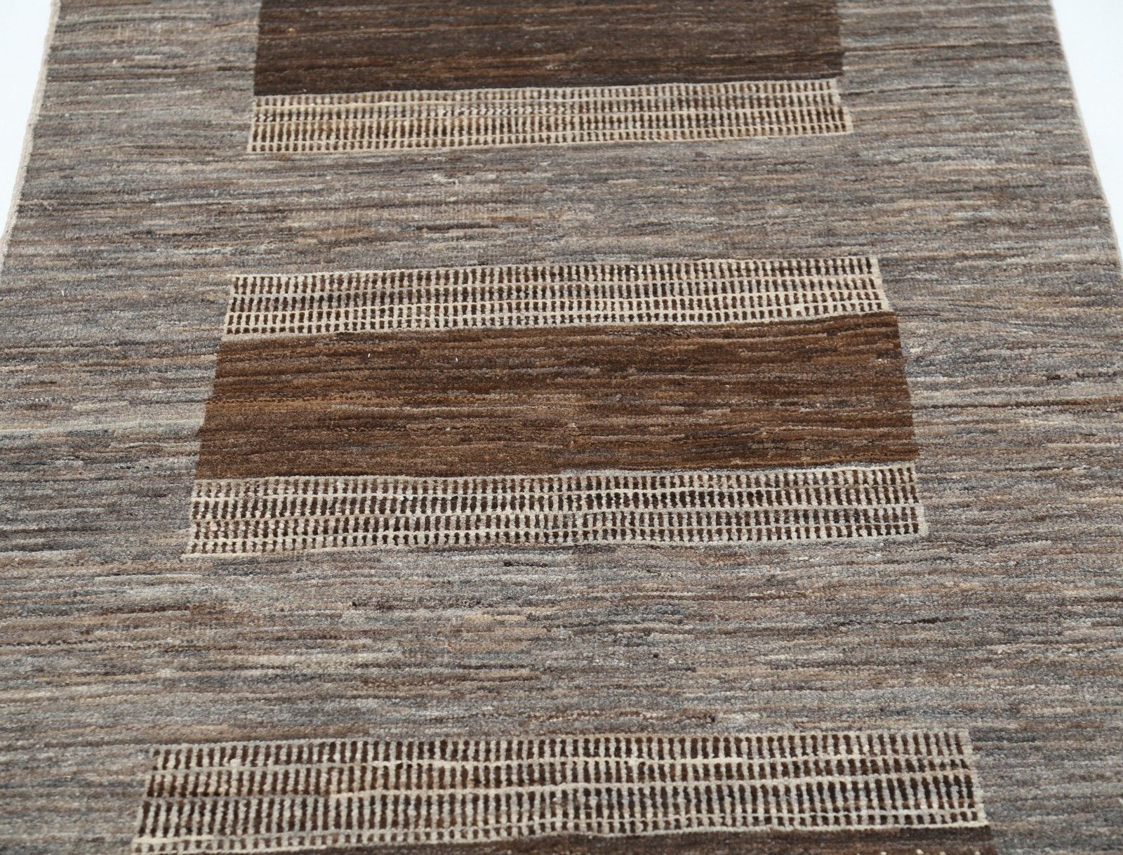 Tapis en laine noué à la main, motif géométrique tribal, 97 x 196 cm photo 810.0