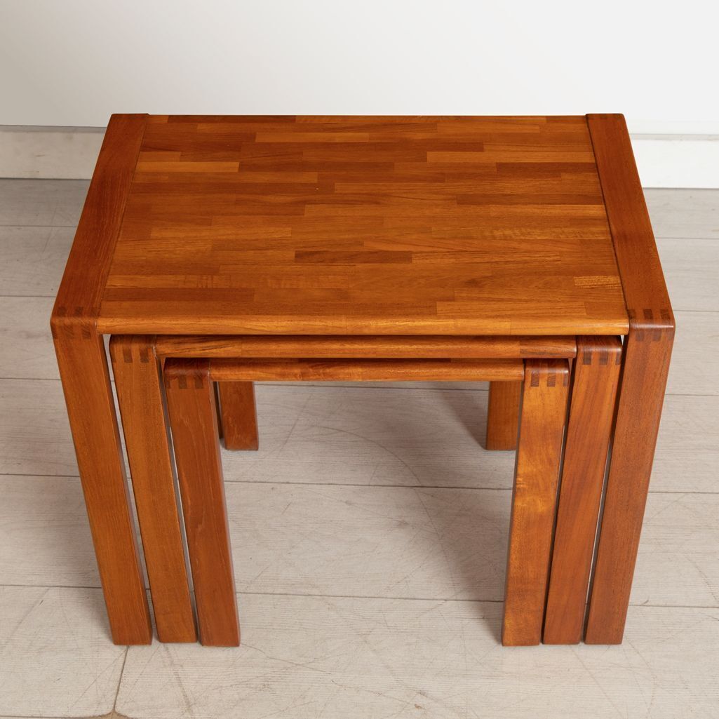 Vintage Nest Of Tables In Staved Teak C.1975 photo for sale