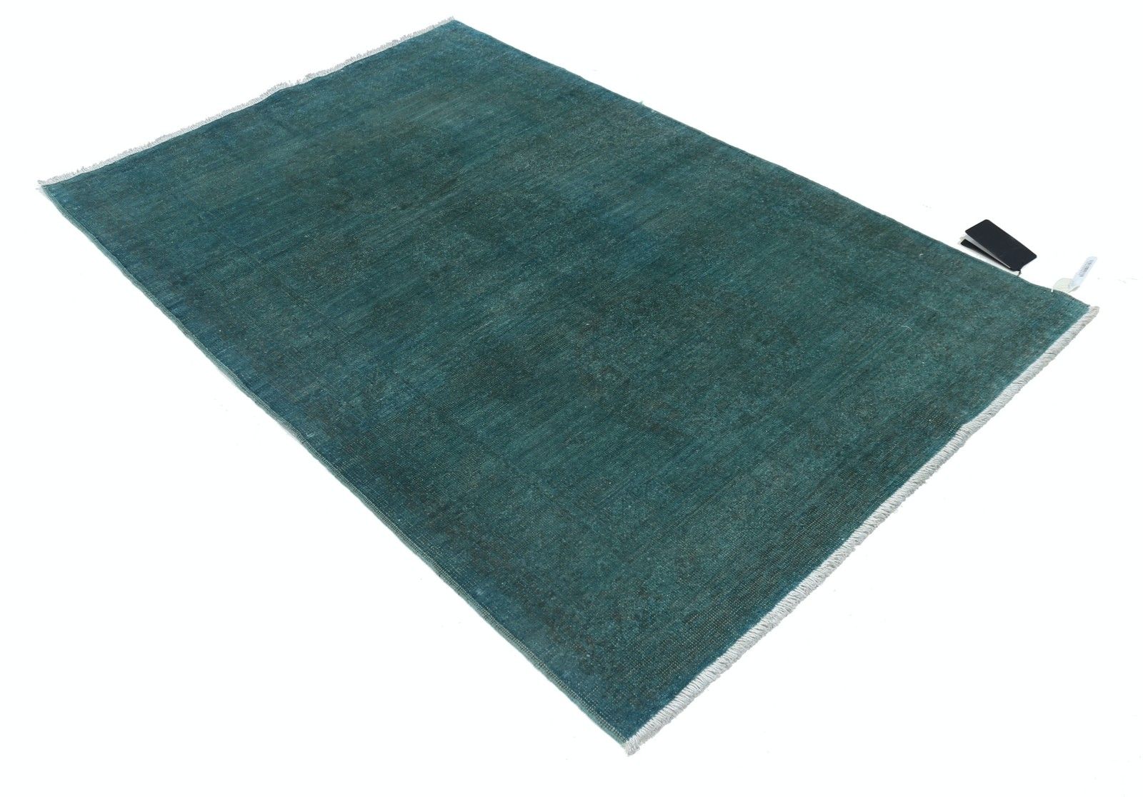 4x5.8 Ft Teal Blue Contemporary Area Rug. Hand Knotted Accent Rug. 100% Wool photo furniture