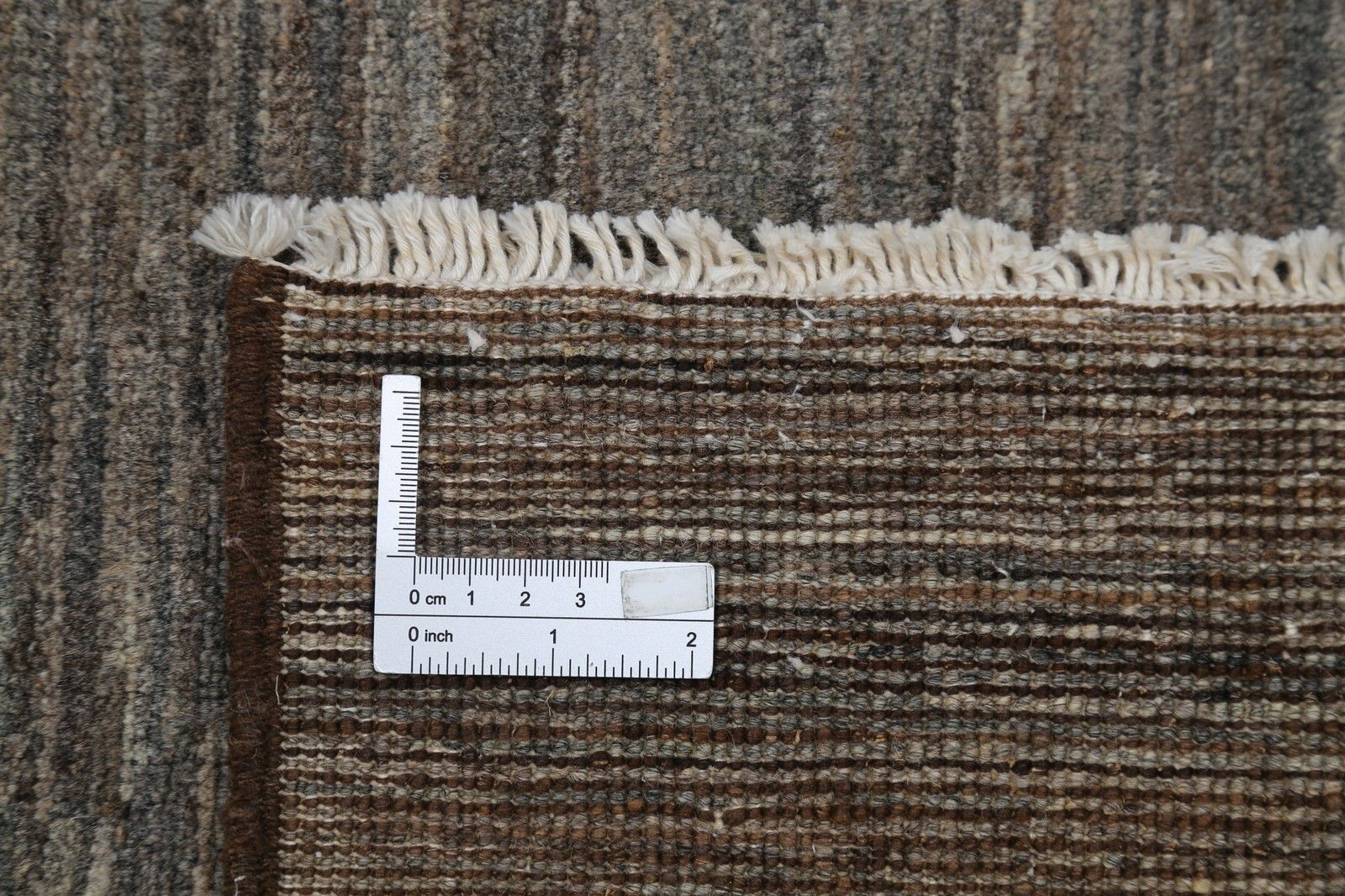 2.6x10.5 Ft Hand Knotted Brown, Gray Runner Rug. Modern Minimalist Hallway Rug photo 1045.0