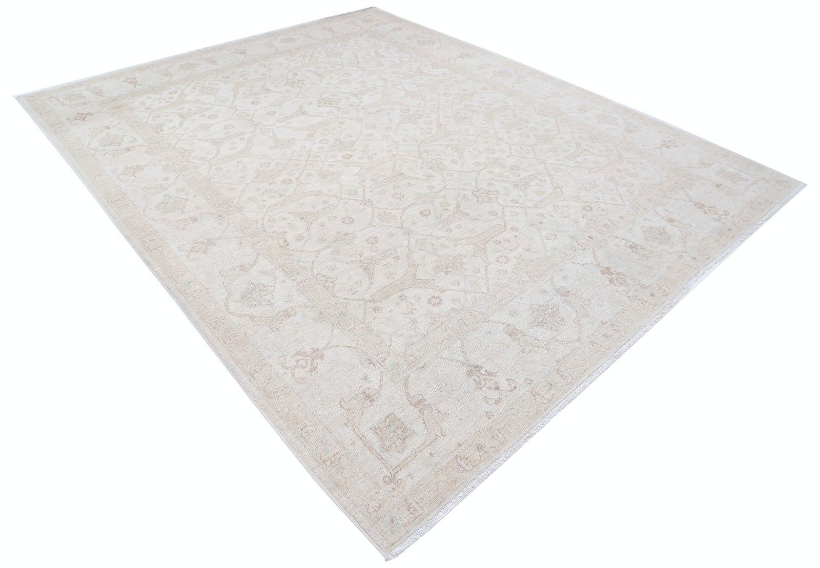 8,2 x 10,2 ft handgeknoopt wollen vloerkleed, minimalistisch. Traditioneel beige tapijt photo furniture