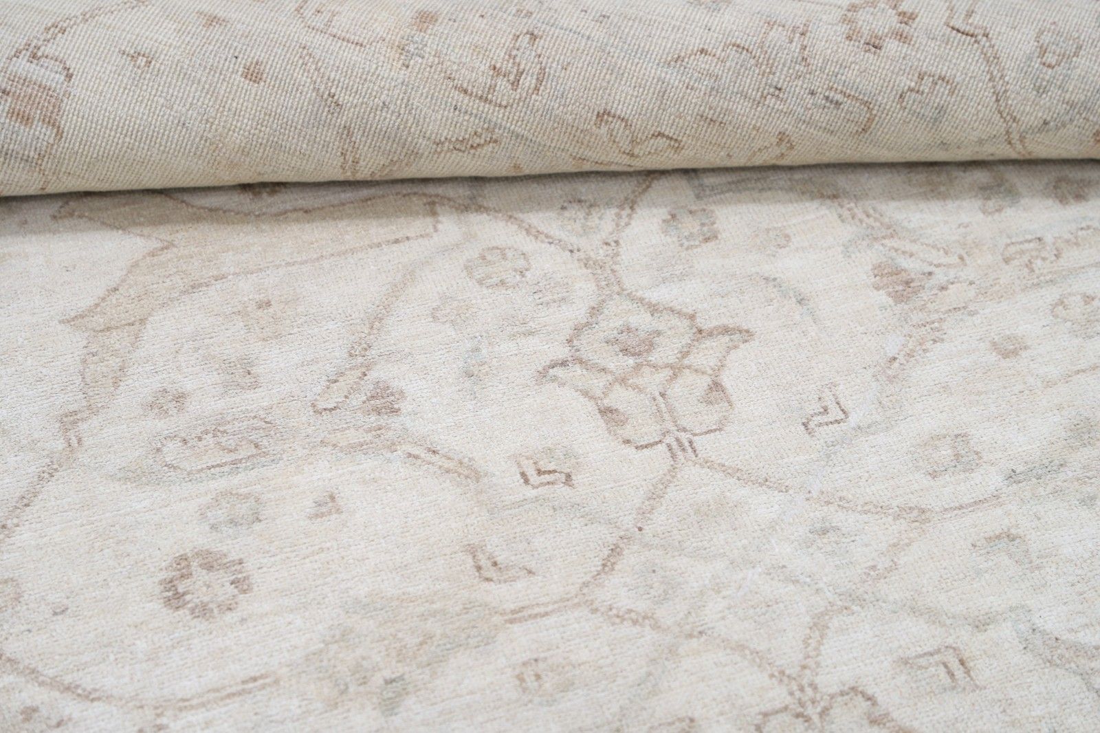 Grand tapis en laine noué à la main, 2,49 x 3,08 m, style minimaliste. Tapis traditionnel beige photo 3908.0