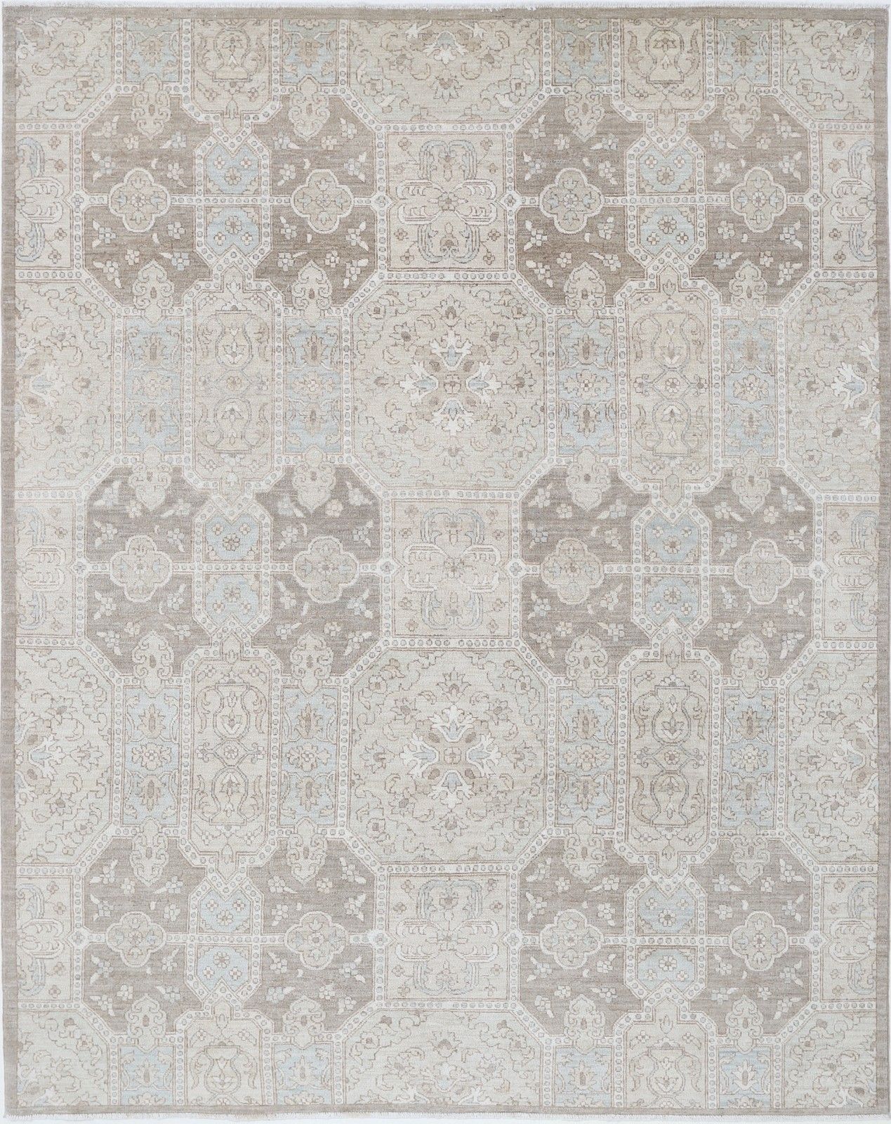 7.6x9.4 Ft Traditional Hand Knotted Turkish Large Rug. 100% Wool Beige Carpet