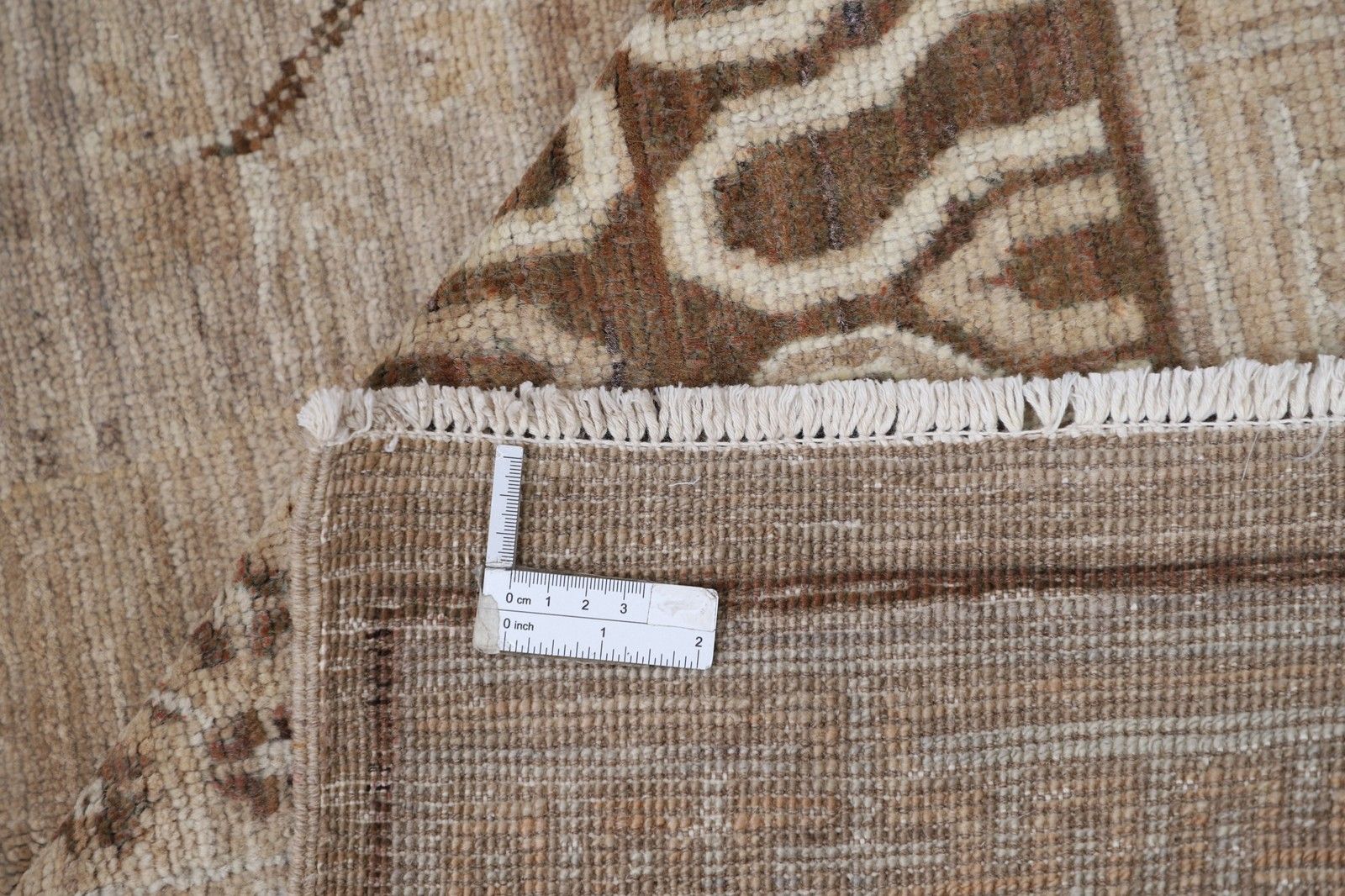 9x12.2 Ft Hand Knotted Beige And Brown Area Rug. Tribal Geometric Design Carpet photo vinterior