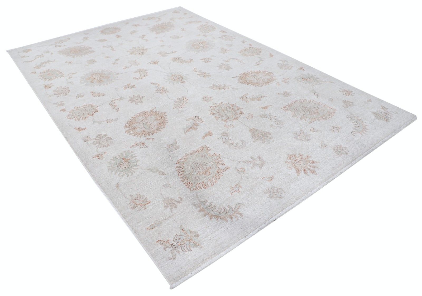 Tapis traditionnel noué à la main, beige à motif floral, 2,04 x 2,88 m photo furniture