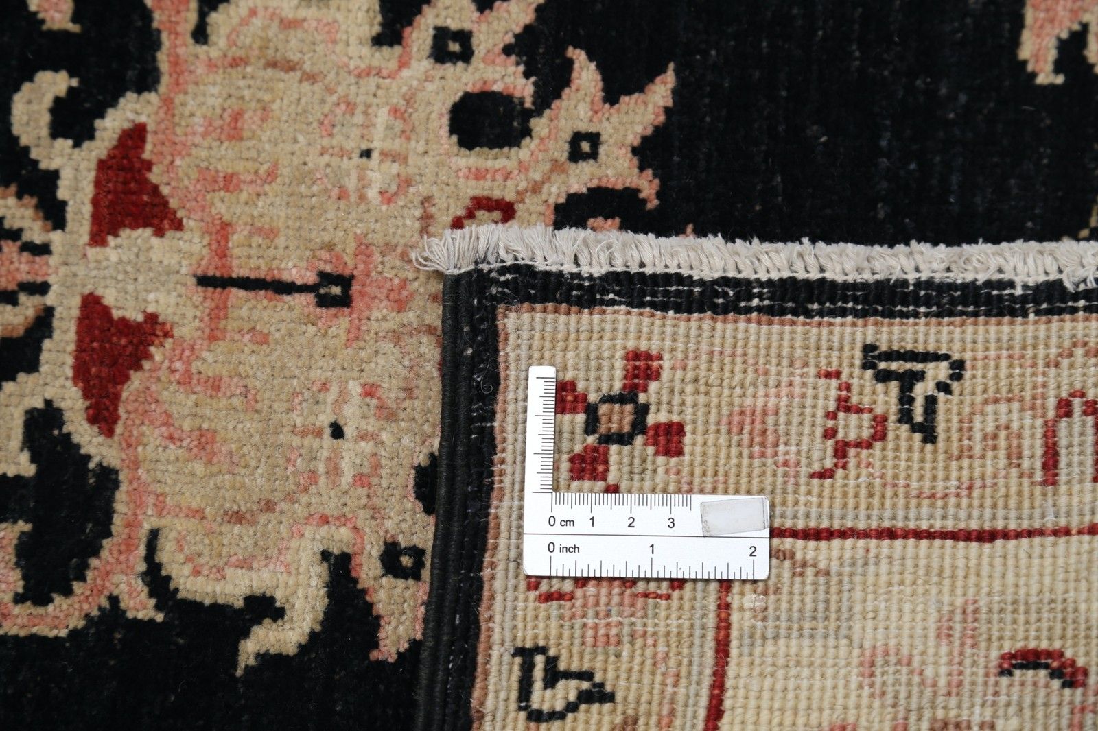 5.7x8 Ft Hand Knotted Floral Oushak Area Rug With Black Field And Beige Border photo Textiles