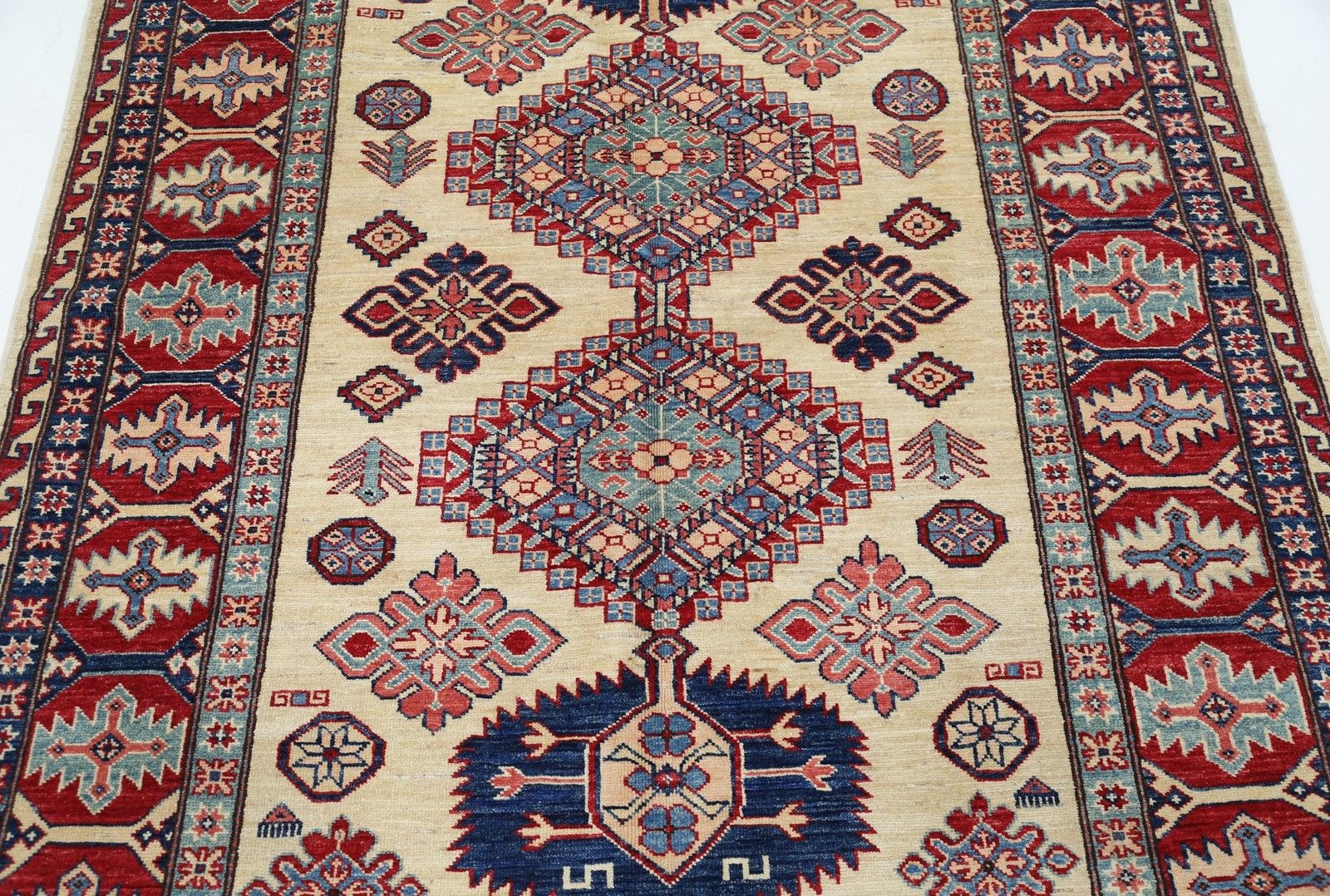 5x6.5 Ft Decorative Turkish Area Rug. Hand Knotted Geometric Rug For Living Room photo for sale