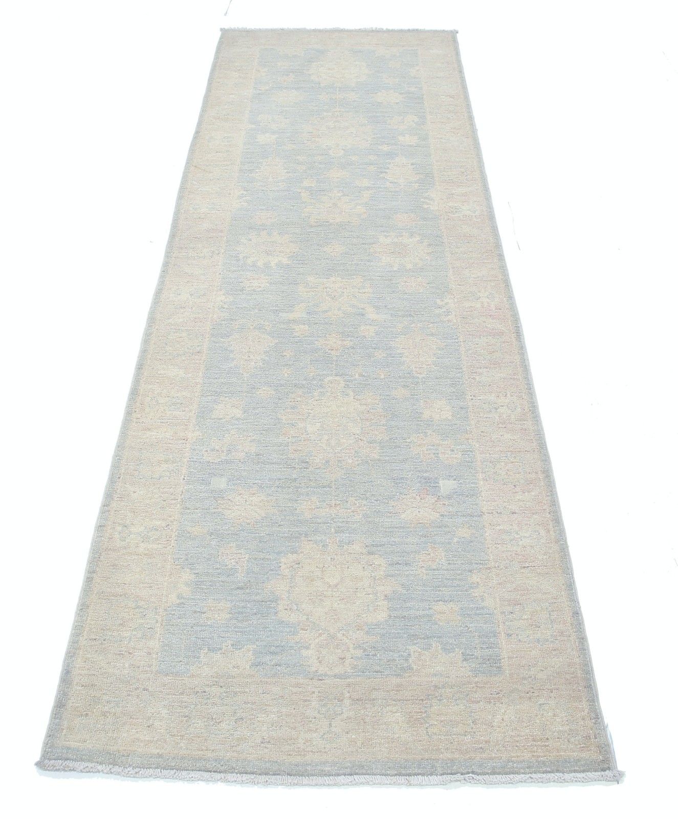 2.6x8.6 Ft Floral Runner Rug For Kitchen. Handknotted Hallway Rug In Soft Tones photo Textiles