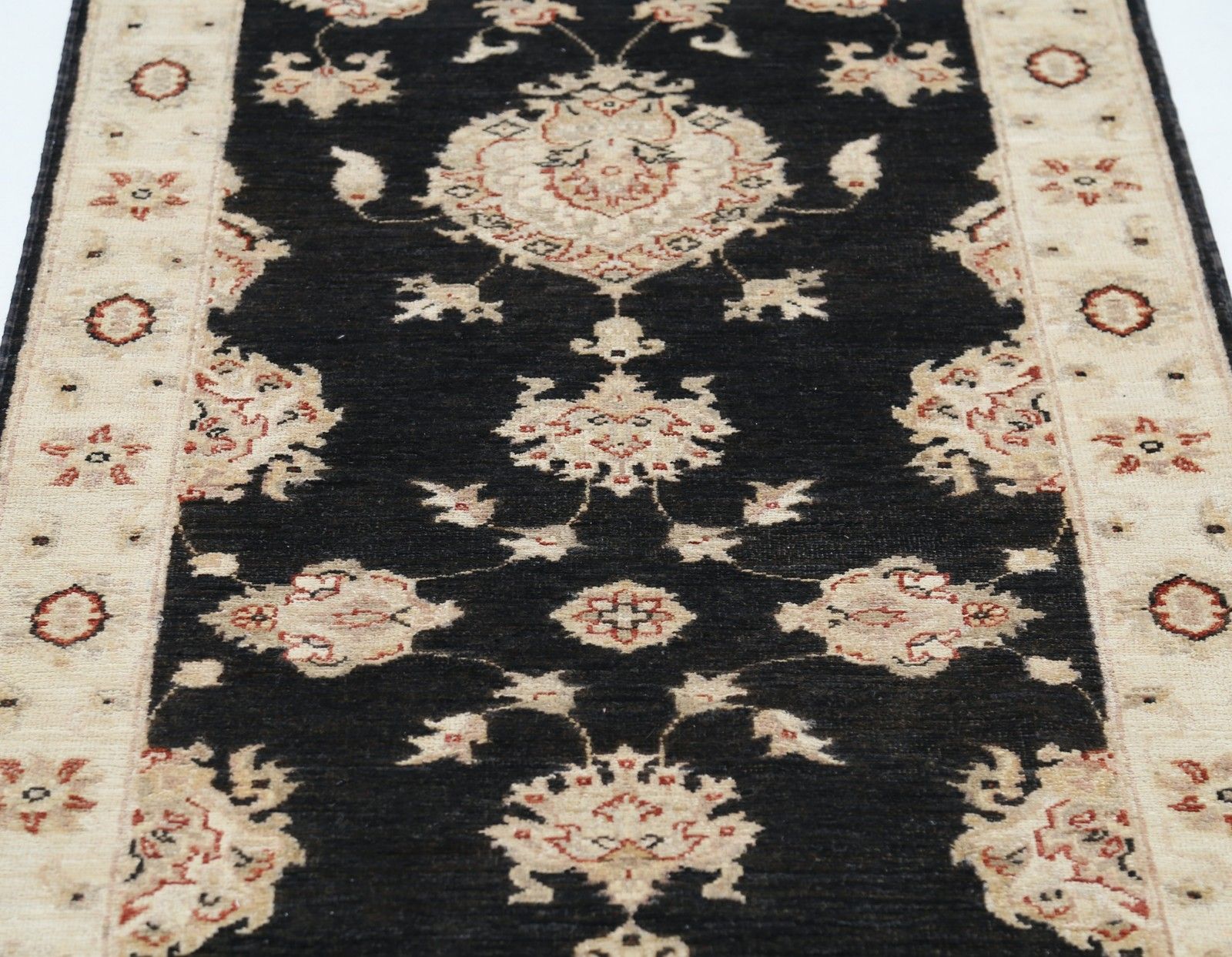 2.6x7.7 Ft Black, Beige Runner Rug For Corridor. Hallway Rug. Floral Kitchen Rug photo 948.0