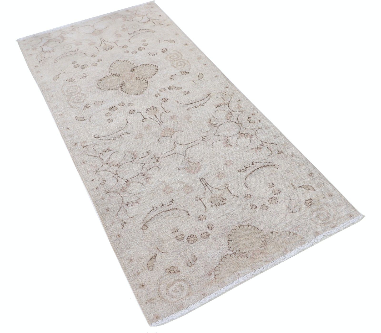 Tapis de couloir beige noué à la main, 0,82 x 1,81 m, pour couloir, corridor et cuisine photo furniture