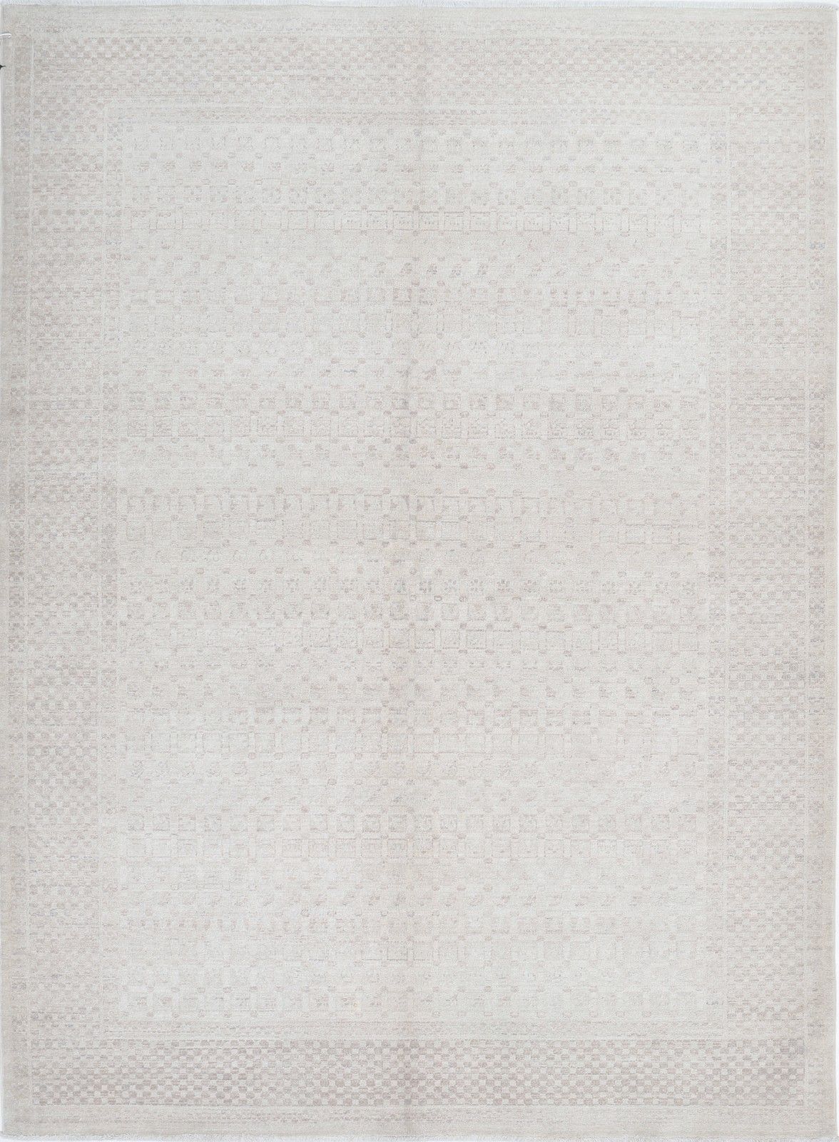 5.4x7.6 Ft Hand Knotted Beige Area Rug For Living Room Decor. 100% Wool