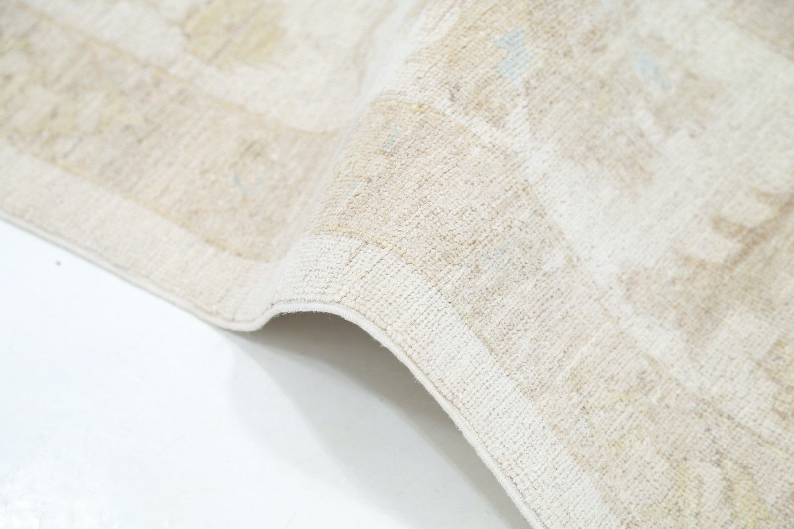 8x10 Ft Handgeknoopt Beige Wollen Oushak Groot Vloerkleed Met Allover Bloemmotief photo Textiel