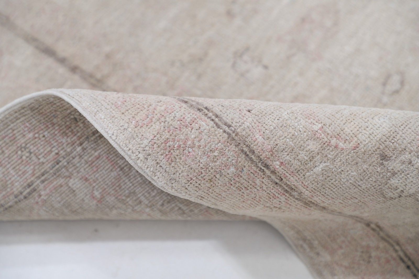 6x8.6 Ft Hand Knotted Beige, Blush Wool Rug. Soft Toned Floral Pattern Carpet photo Textiles