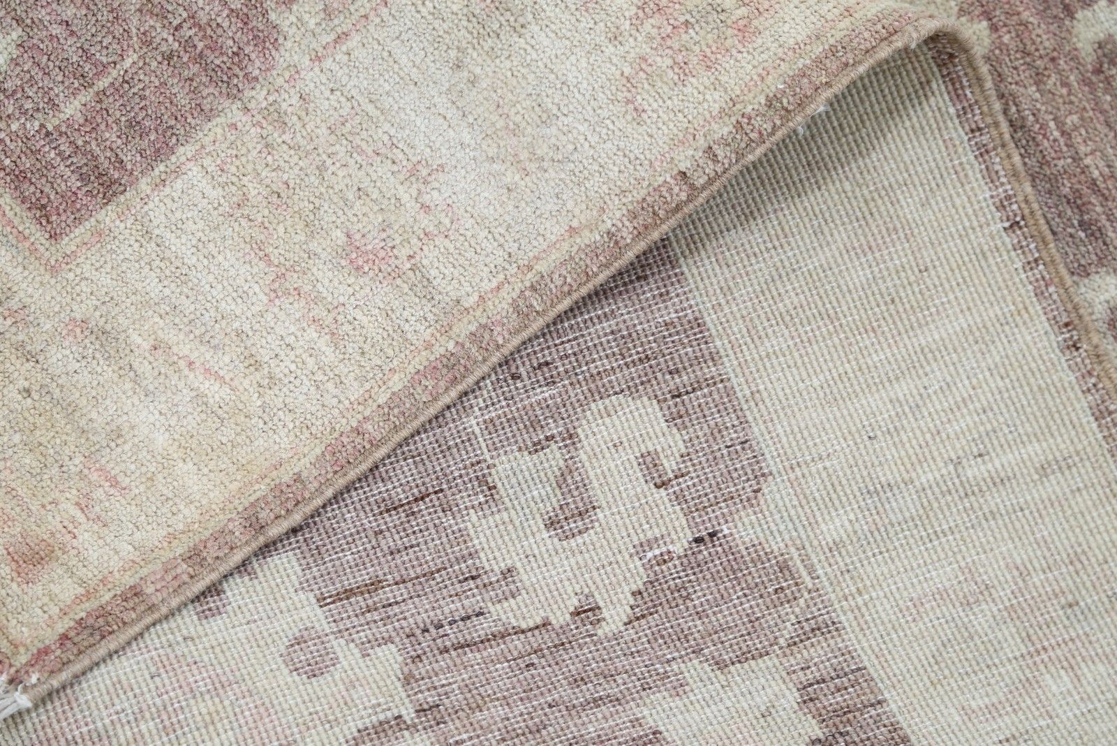 2.7x8 Ft Hand Knotted Blush, Ivory Wool Runner Rug. Turkish Floral Corridor Rug photo 1045.0
