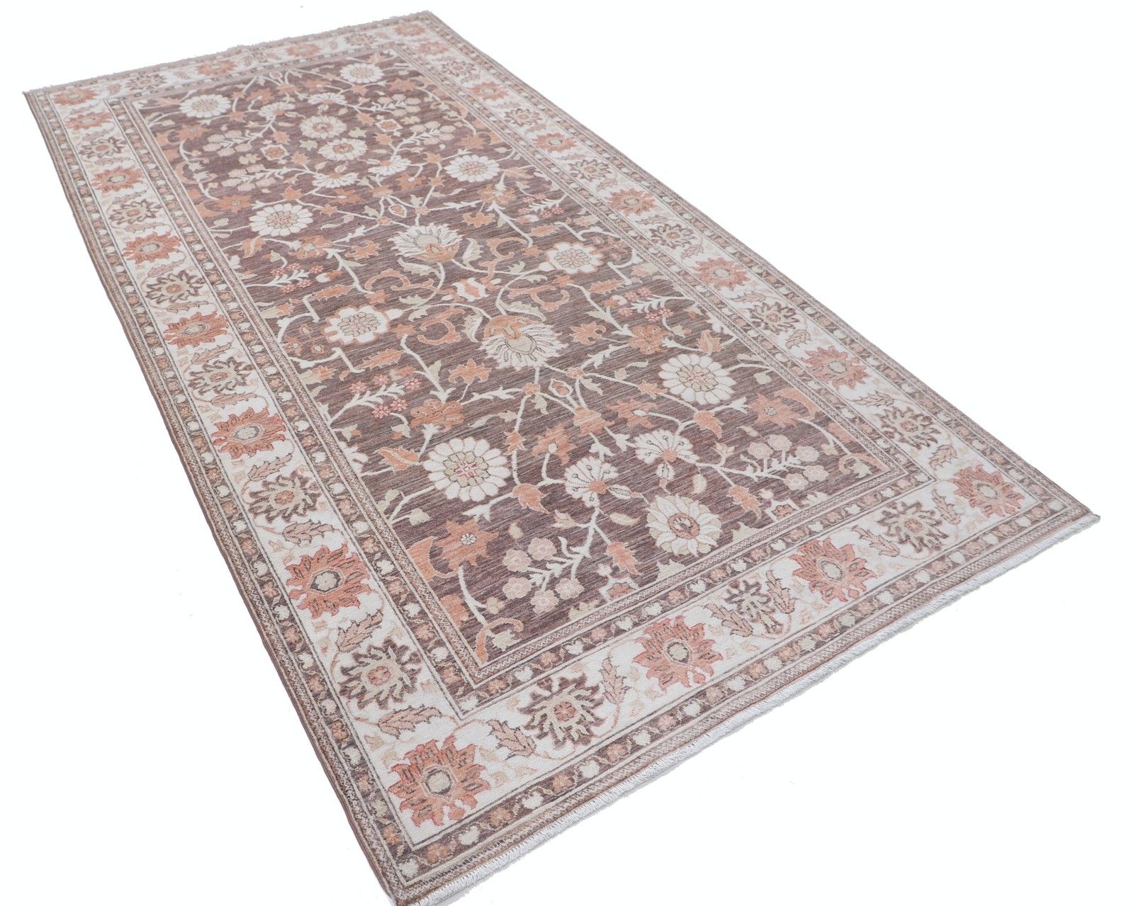 5x9.6 Ft Hand Knotted Taupe, Beige, Blush Rug. Traditional Floral Pattern Carpet photo furniture