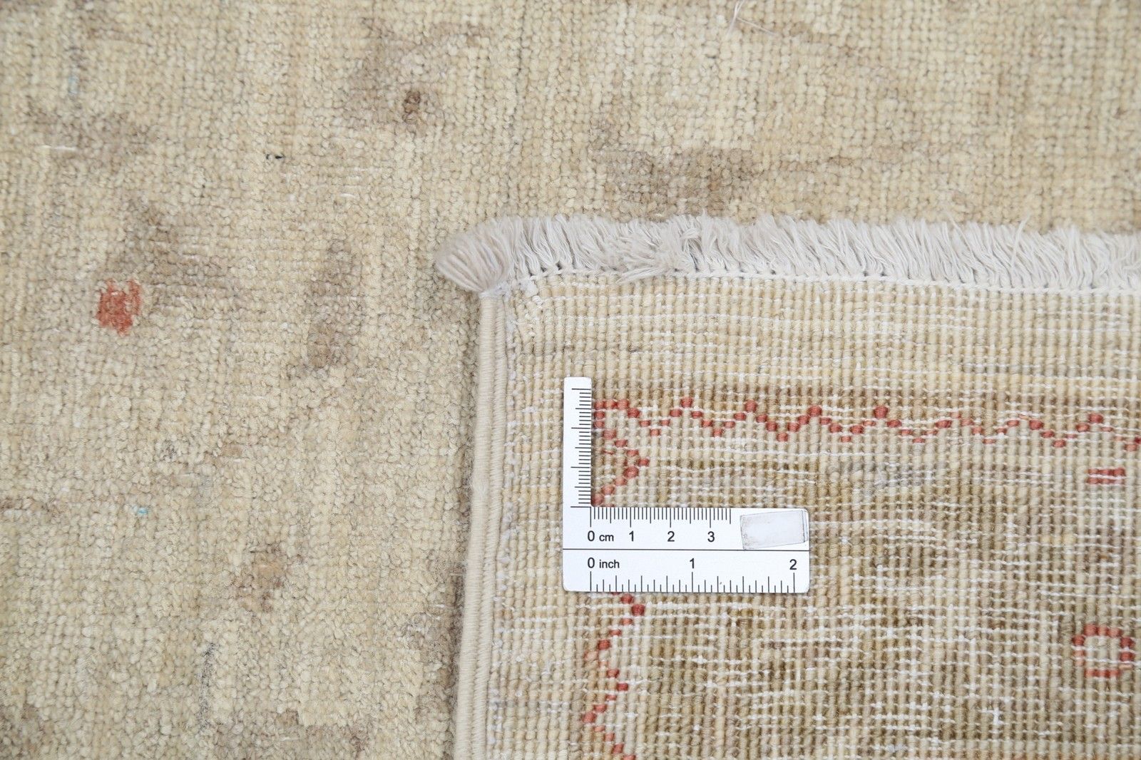 Tapis à motifs floraux noué à la main, fond rouge et bordure ivoire, 1,45 x 1,94 m photo 1494.0
