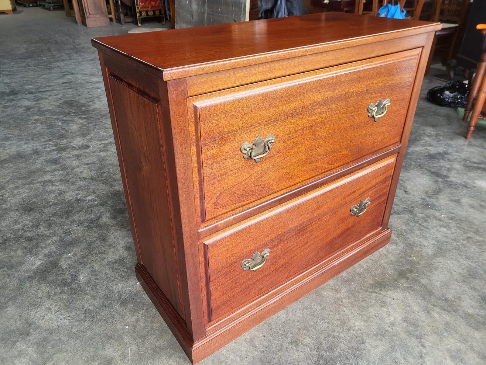 Antique Repro Chest Of Drawers 2 Large Linen Drawers photo vintage