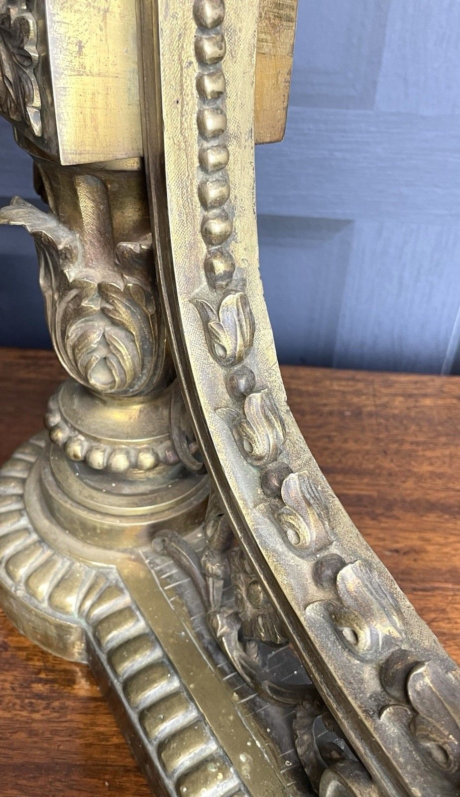 photo furniture French Empire Brass Chenet Andirons Pair Decorative Ram Fire Dogs 19th Century