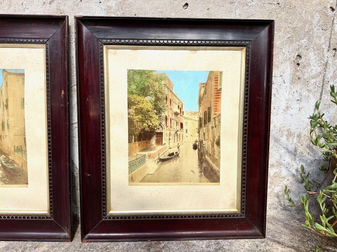 Paolo Salviati (1818   1894) Venezia Venice Pair Of Antique Hand Coloured Albumen Prints Framed photo 125.0